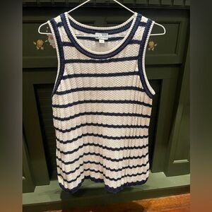 Joan Rivers Navy and White Striped Knit tank sleeveless